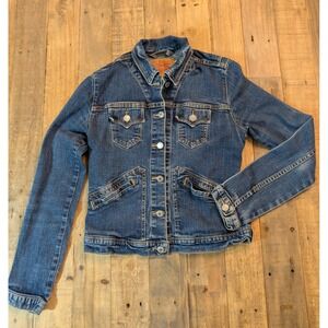 VTG‎ Levi Strauss & Co Denim Jacket Women Medium JR Blue Jean Trucker Style Y2K